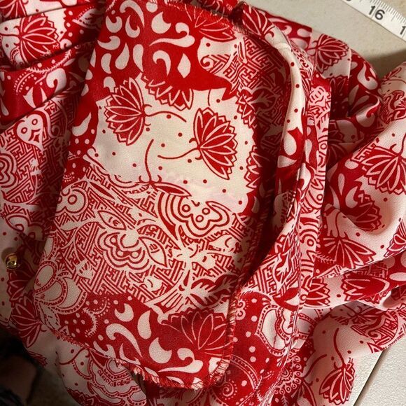 Vintage Argenti Boutique Red/White Pleated Blouse - Picture 11 of 12